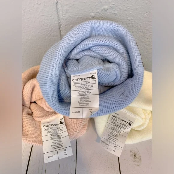 Carhartt Beanies SET OF 3 Pink Blue White Women's New Without Tags - Picture 6 of 6